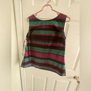 Talbots Mesh Tank Top - zip up - size 12 - purple black green - Office Wear